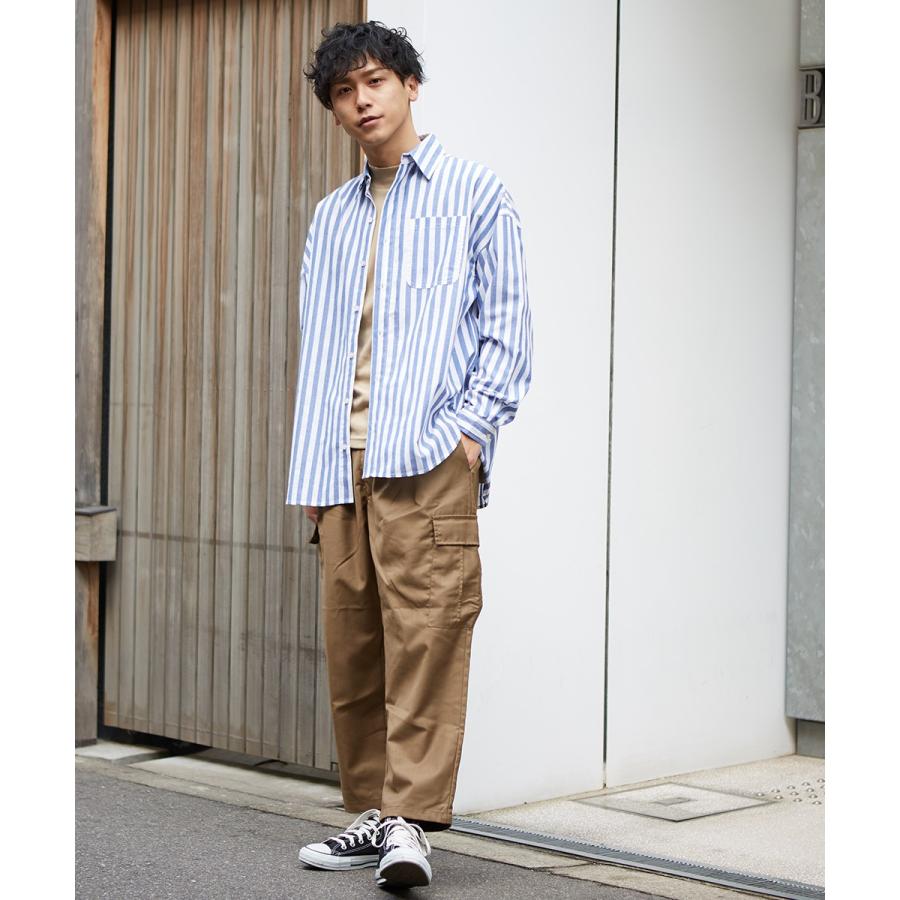 ストライプシャツ メンズ ビッグシルエット シャツ 長袖 ビッグシャツ オーバーサイズ ロング丈 長袖シャツ 黒 白 Improves インプローブス 通販 Yahoo ショッピング