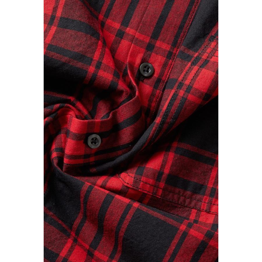 チェックシャツ メンズ ビッグシルエット シャツ 長袖 ビッグシャツ オーバーサイズ ロング丈 長袖シャツ レッド | improves | 16