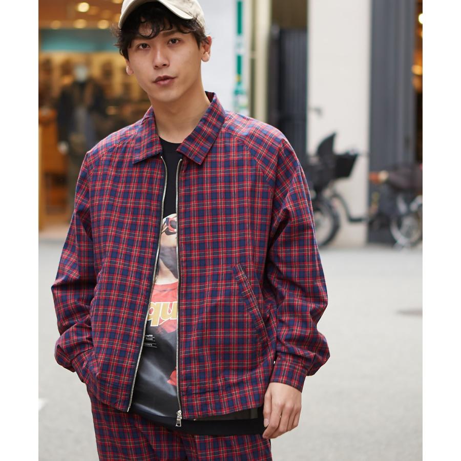 チェック ジャケット メンズ スイングトップ アウター ブルゾン スウィングトップ セットアップ可能 レッド | improves | 06