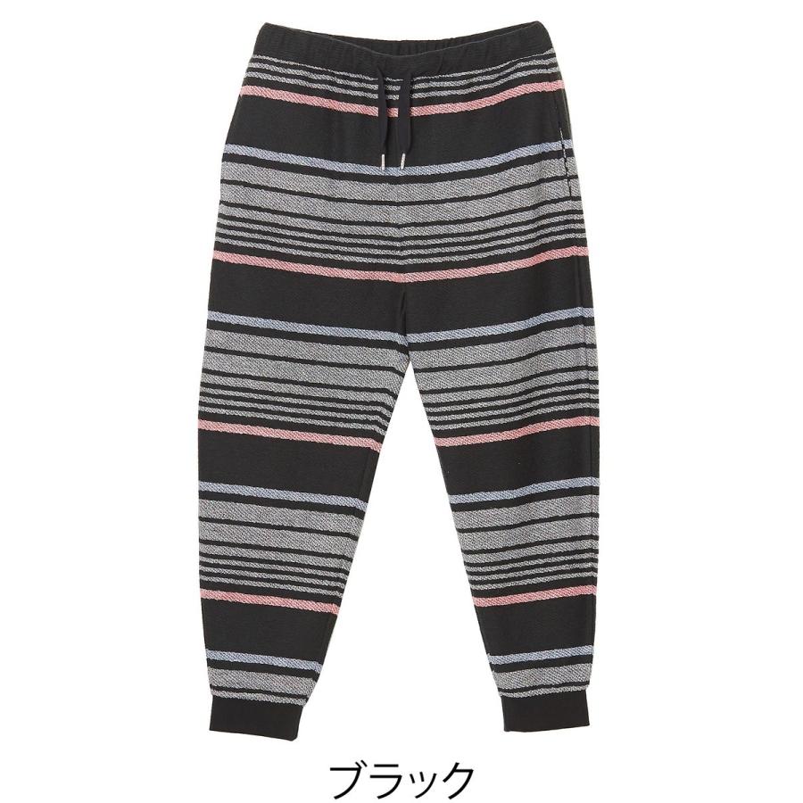 裏使い ボーダー スウェットパンツ メンズ ジョガーパンツ スエットパンツ ジャージ セットアップ可能 ストリート 黒 | improves | 01