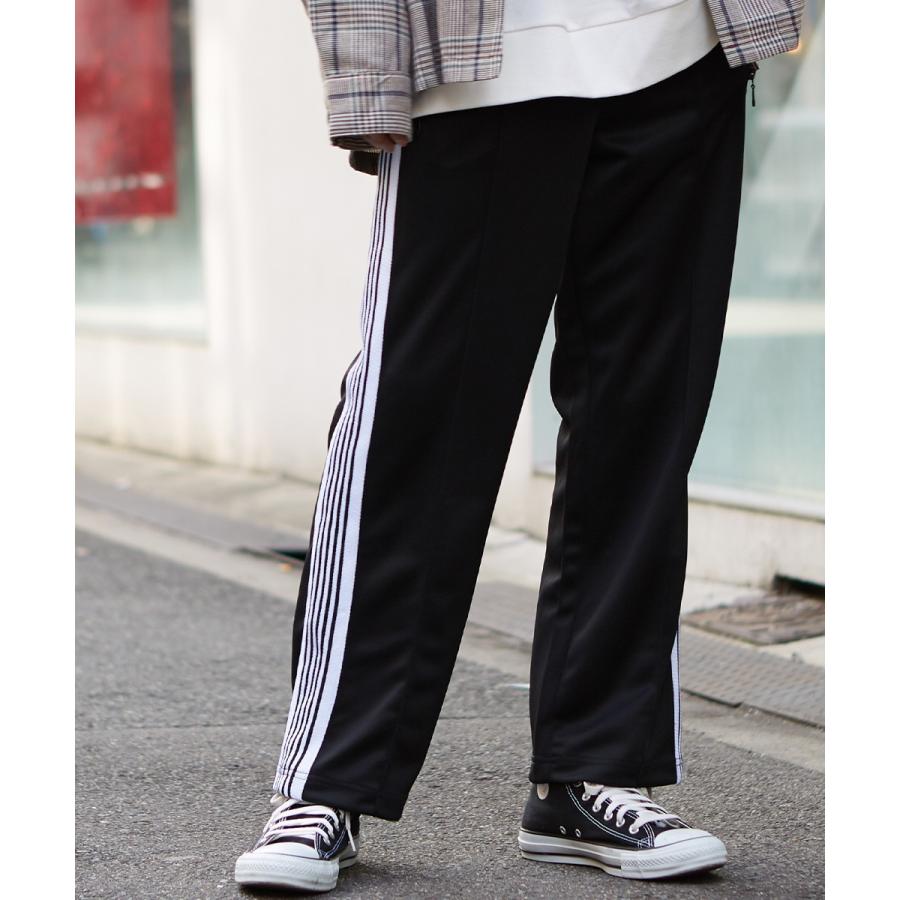 サイドライン ジャージ ワイドパンツ メンズ ラインパンツ ダンス トラックパンツ バギーパンツ イージーパンツ ブラック | improves | 01
