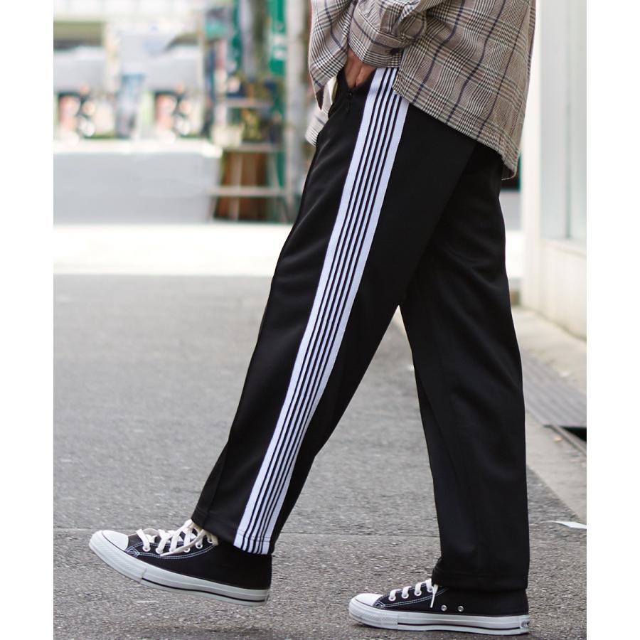 サイドライン ジャージ ワイドパンツ メンズ ラインパンツ ダンス トラックパンツ バギーパンツ イージーパンツ ブラック | improves | 02