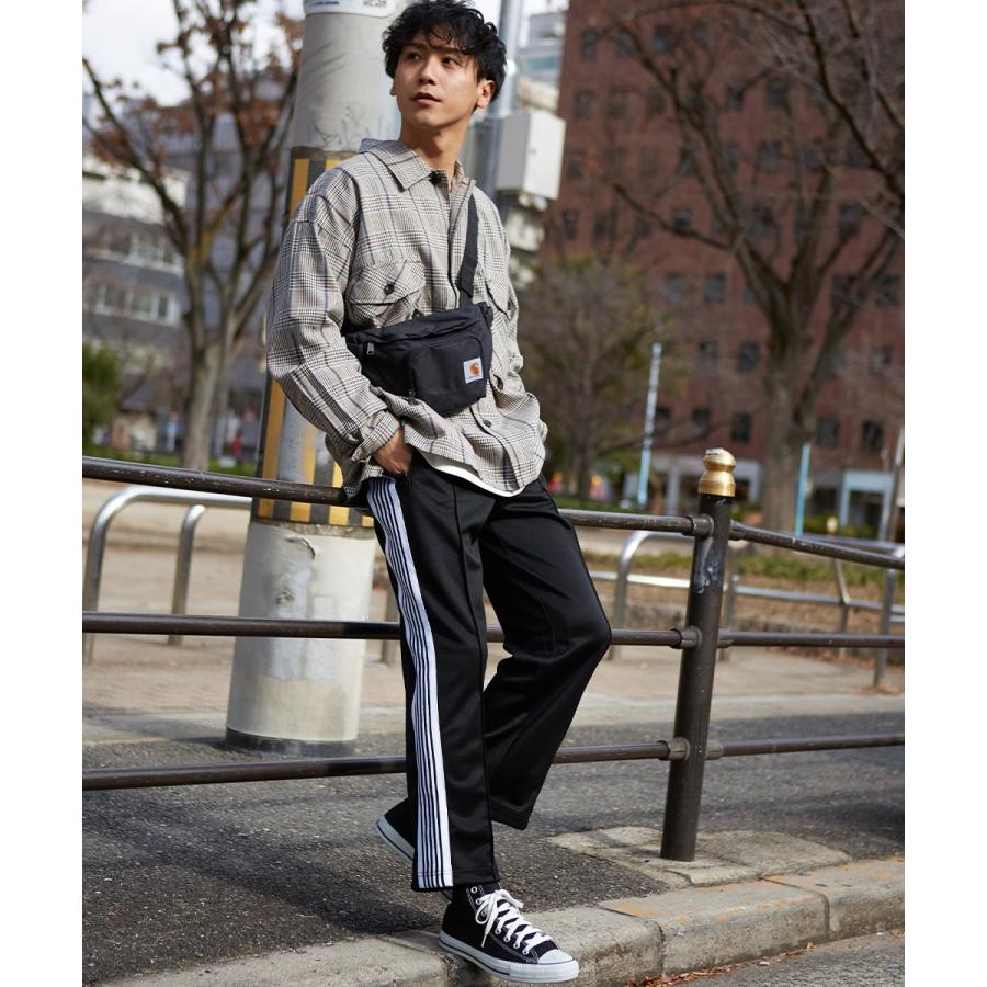 サイドライン ジャージ ワイドパンツ メンズ ラインパンツ ダンス トラックパンツ バギーパンツ イージーパンツ ブラック | improves | 04