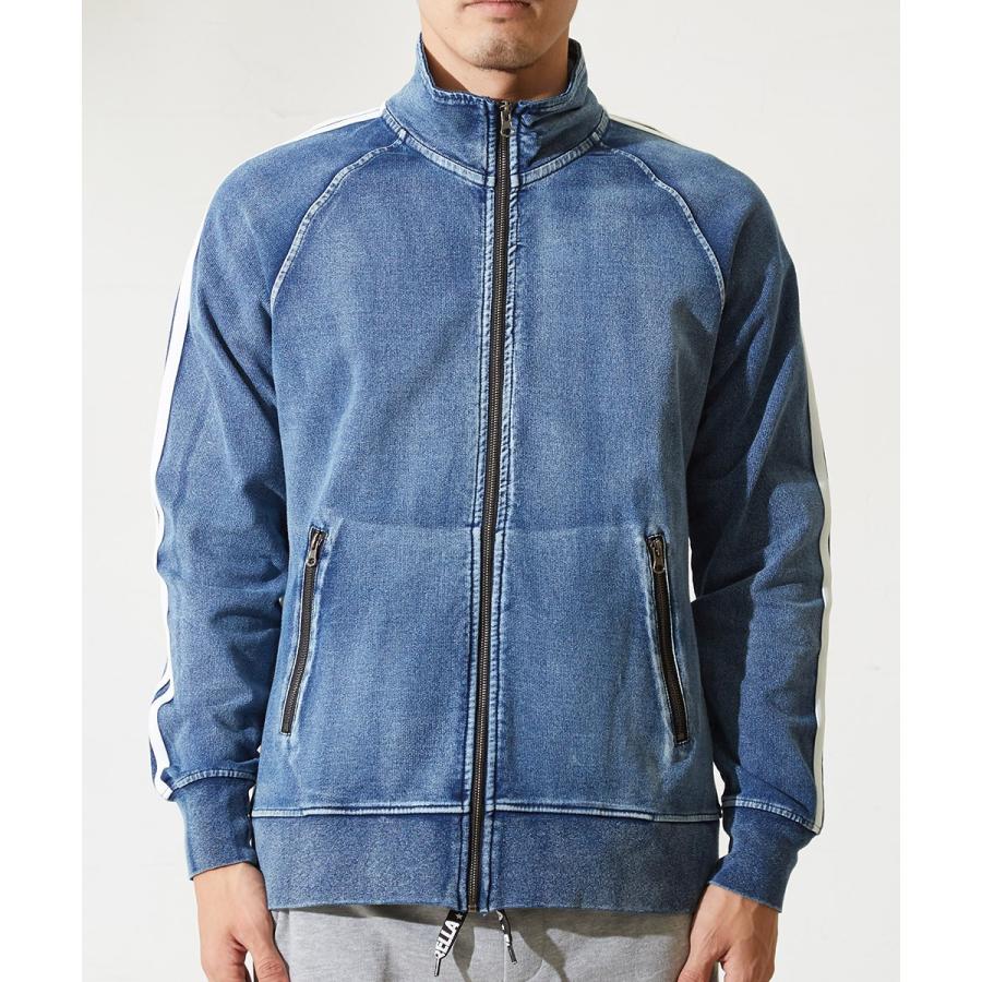 スウェットデニム ライン ジャージ ジャケット メンズ トラックジャケット 春 アウター セットアップ可能 ブルゾン | improves | 03