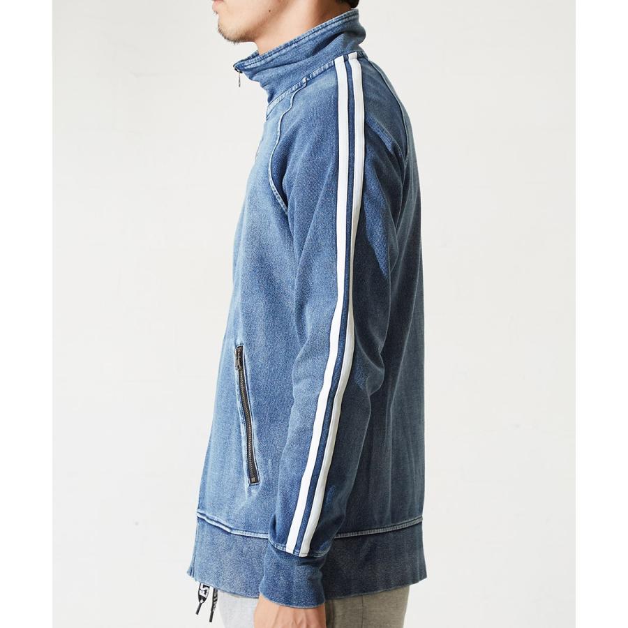 スウェットデニム ライン ジャージ ジャケット メンズ トラックジャケット 春 アウター セットアップ可能 ブルゾン | improves | 04