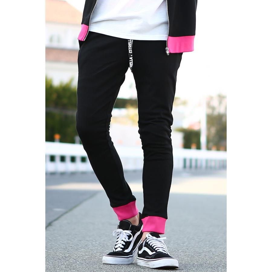 ネオンカラー スウェットパンツ メンズ スリム スエットパンツ ジョガーパンツ ジャージ セットアップ可能 蛍光色 黒 | improves | 02