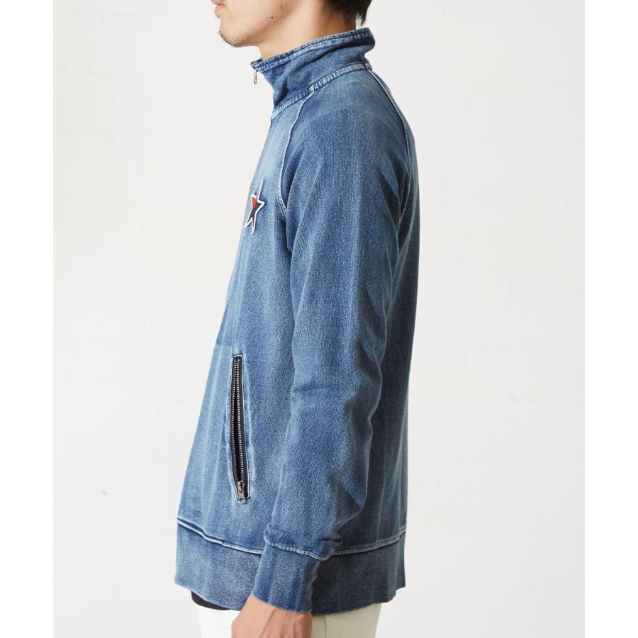 星ワッペン スウェットデニム ジャージ ジャケット メンズ トラックジャケット 春 アウター セットアップ可能 ブルー | improves | 04