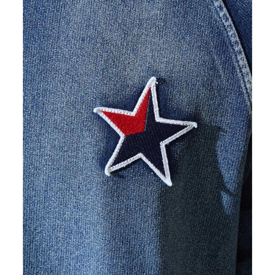 星ワッペン スウェットデニム ジャージ ジャケット メンズ トラックジャケット 春 アウター セットアップ可能 ブルー | improves | 06
