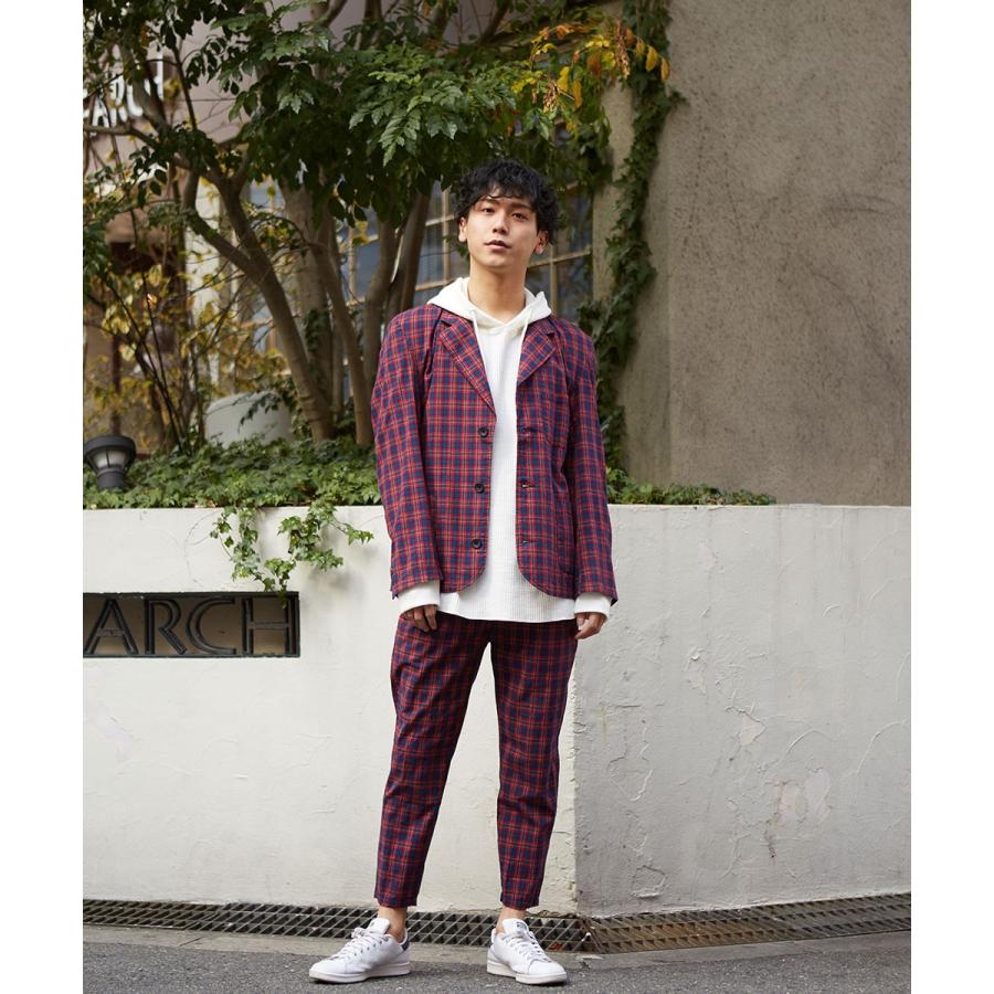 チェック テーラードジャケット メンズ 春 アウター ジャケット ブレザー ブルゾン ジャンパー セットアップ可能 赤 | improves | 06