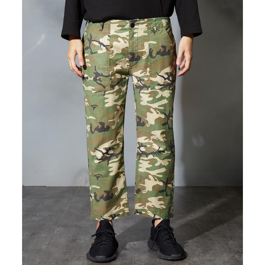 ベイカーパンツ メンズ 迷彩 パンツ チノパン チノパンツ ストレッチ 迷彩柄 カモフラ ブラック カーキ 黒 ワークパンツ | improves | 05