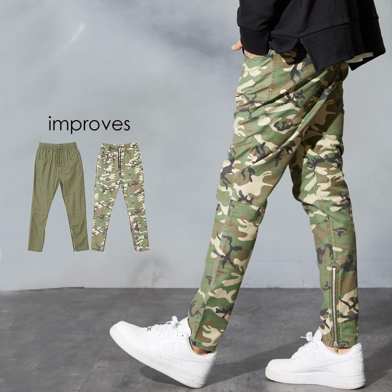 improves 裾ジップ スキニー メンズ 迷彩 パンツ スキニーパンツ