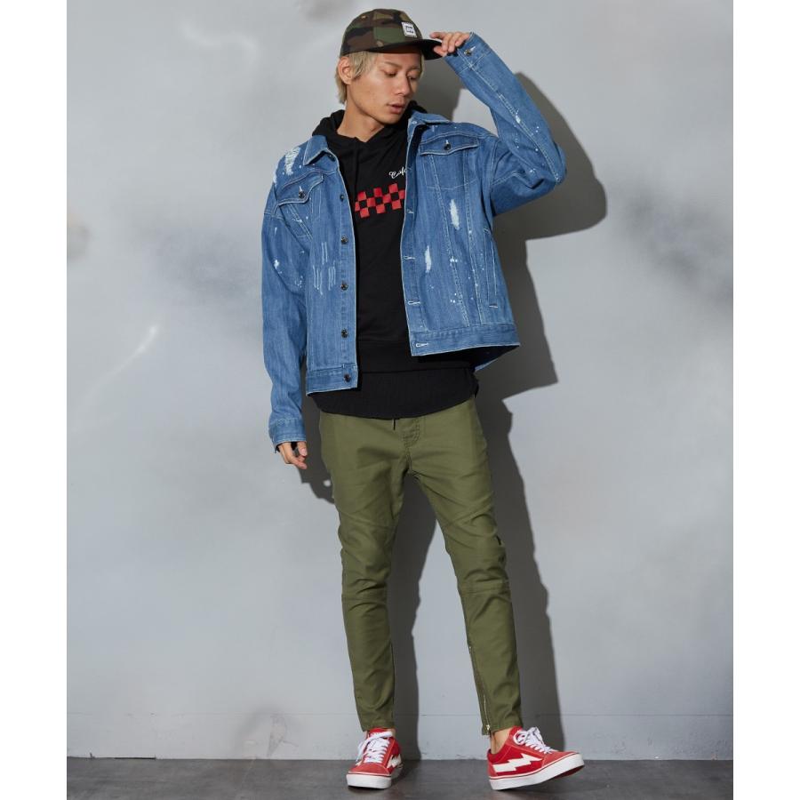 裾ジップ スキニー メンズ 迷彩 パンツ スキニーパンツ チノパン チノパンツ ストレッチ 迷彩柄 カモフラ カーキ | improves | 02