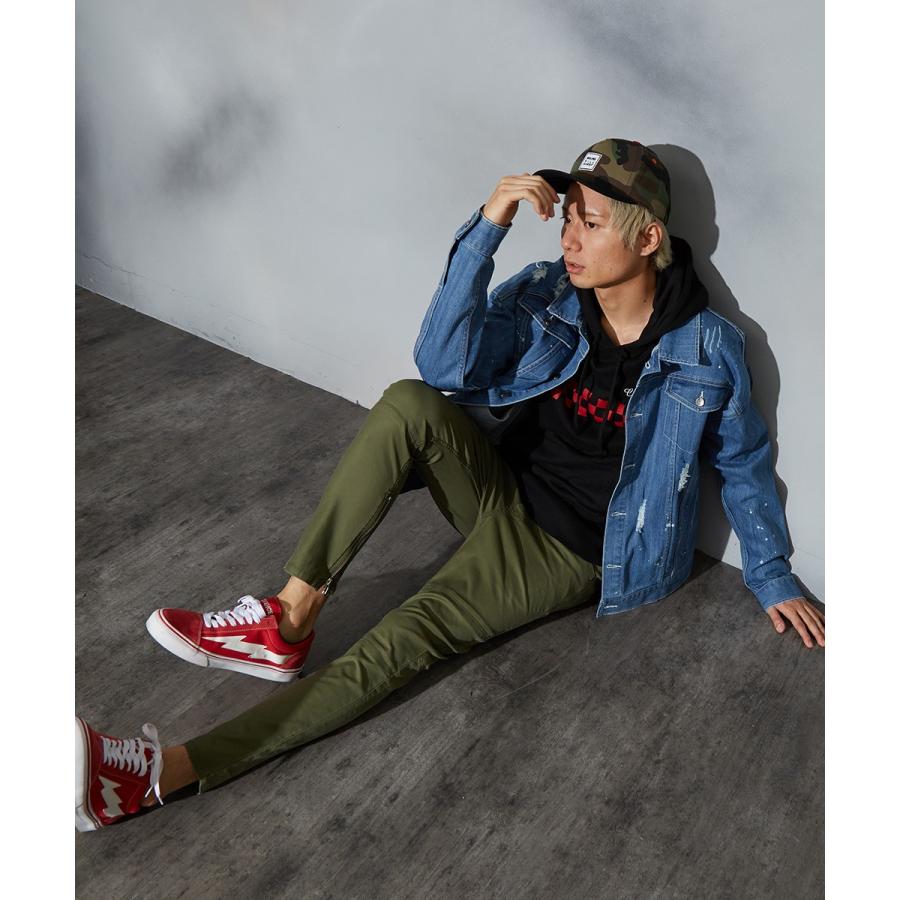 裾ジップ スキニー メンズ 迷彩 パンツ スキニーパンツ チノパン チノパンツ ストレッチ 迷彩柄 カモフラ カーキ | improves | 03