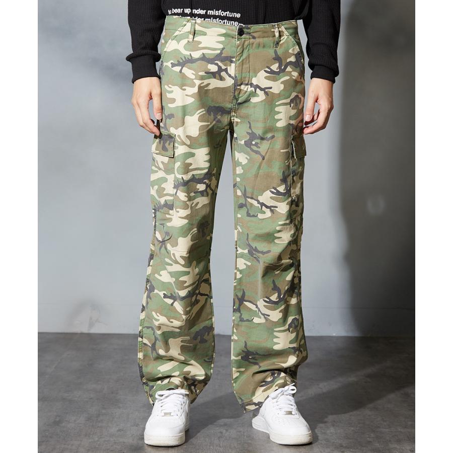 ワイド カーゴパンツ メンズ 迷彩 パンツ ワイドパンツ 迷彩柄 カモフラ カーキ ストリート系 ストリートファッション | improves | 06