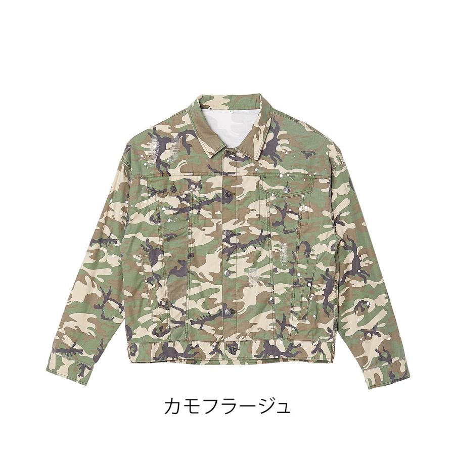 ビッグシルエット ジージャン メンズ ブルゾン Gジャン オーバーサイズ 迷彩 柄 ジャケット カモフラ カーキ 春 アウター | improves | 07