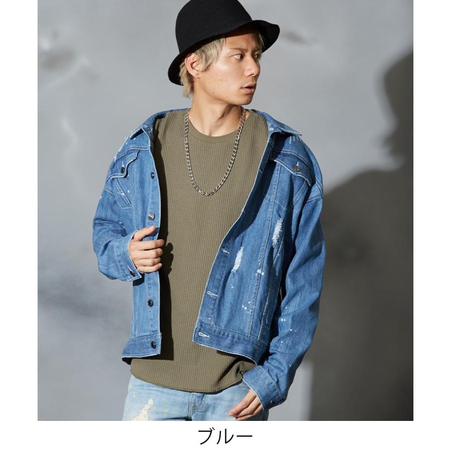 ビッグシルエット デニム ジージャン メンズ ブルゾン Gジャン デニムジャケット オーバーサイズ ジャケット 春 アウター | improves | 01