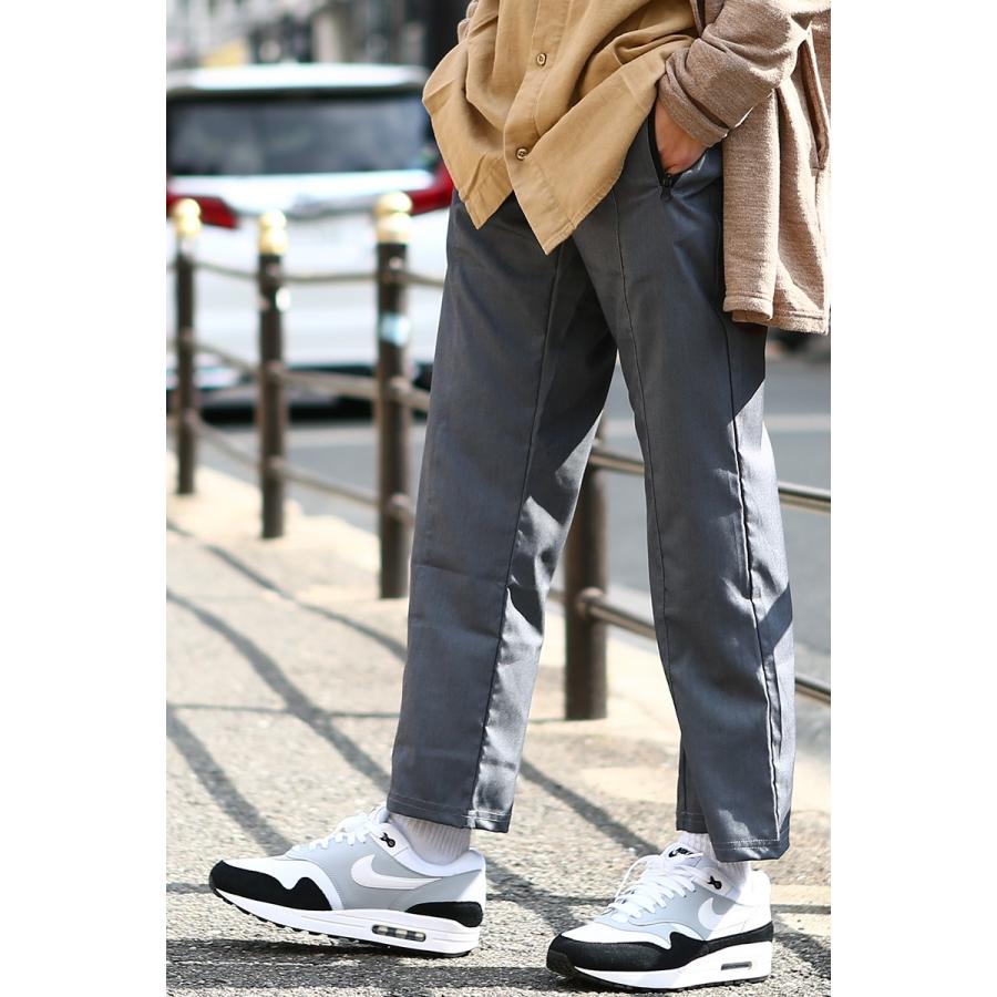 スーツ生地 ワイドパンツ メンズ バギーパンツ スラックス セットアップ可能 イージーパンツ ブラック グレー 黒 | improves | 05