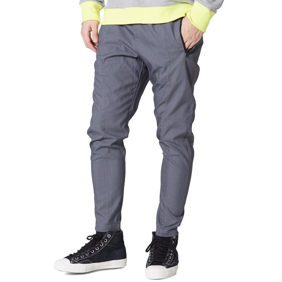 スーツ生地 スリム パンツ メンズ スラックス セットアップ可能 テーパードパンツ イージーパンツ ブラック グレー | improves | 04