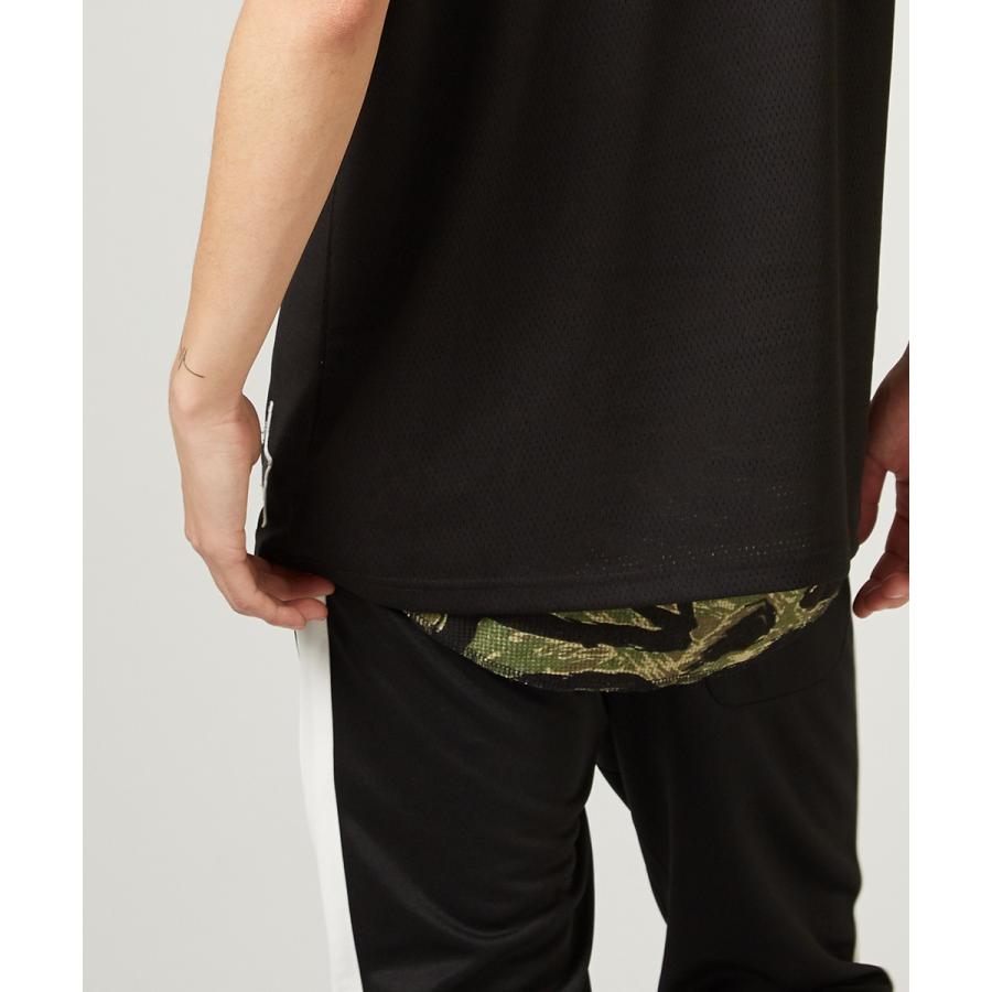 ロング タンクトップ メンズ ワッフル サーマル カットソー ロング丈 ホワイト ブラック カモフラ 迷彩 白 黒 無地 ストリート系 | improves | 05