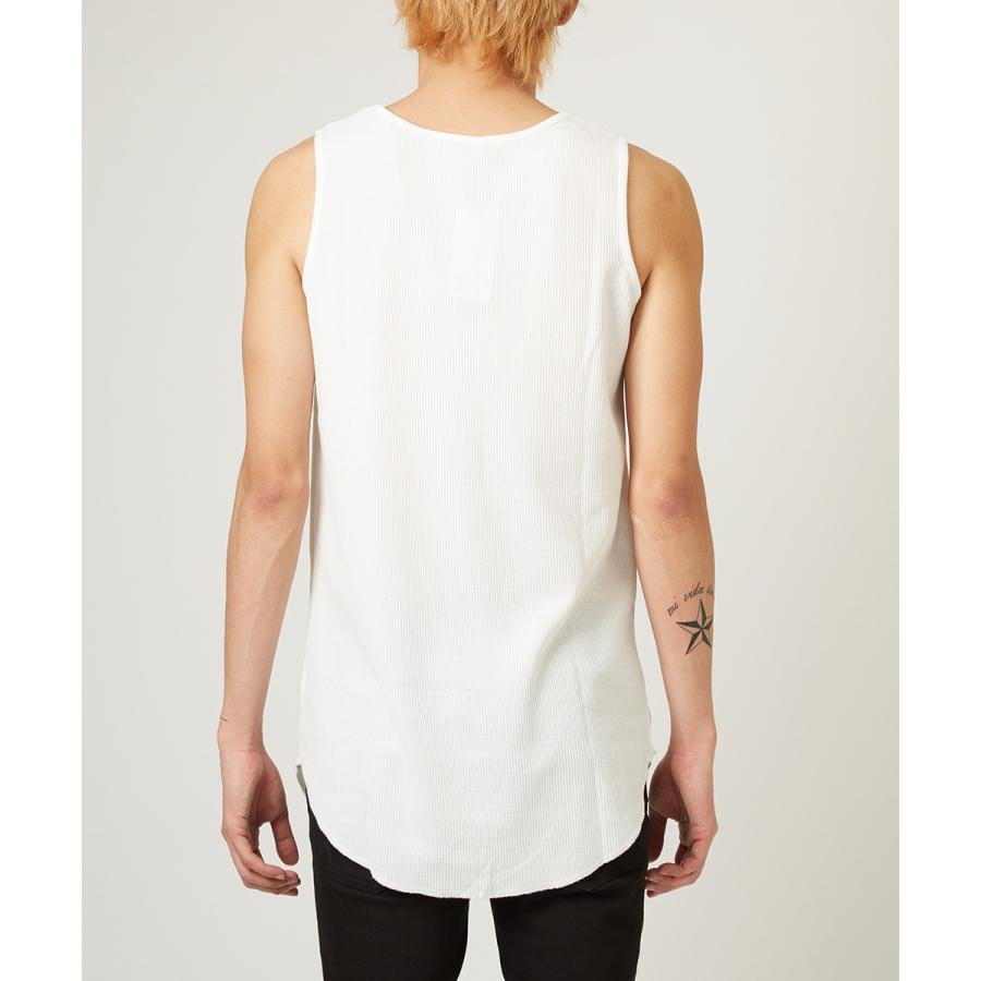 ロング タンクトップ メンズ ワッフル サーマル カットソー ロング丈 ホワイト ブラック カモフラ 迷彩 白 黒 無地 ストリート系 | improves | 09