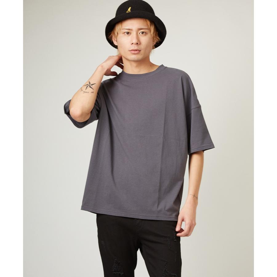 ビッグTシャツ メンズ ビッグシルエット Tシャツ カットソー 半袖 クルーネック オーバーサイズ ビッグサイズ トップス 無地 ブラック | improves | 05