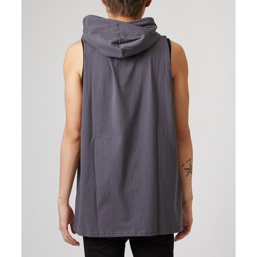 ノースリーブ ビッグパーカー メンズ ロング タンクトップ ビッグシルエット Tシャツ カットソー オーバーサイズ ビッグサイズ 無地 | improves | 11