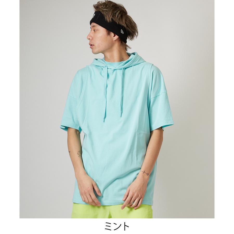 ノースリーブ ビッグパーカー メンズ ロング タンクトップ ビッグシルエット Tシャツ カットソー オーバーサイズ ビッグサイズ 無地 | improves | 07