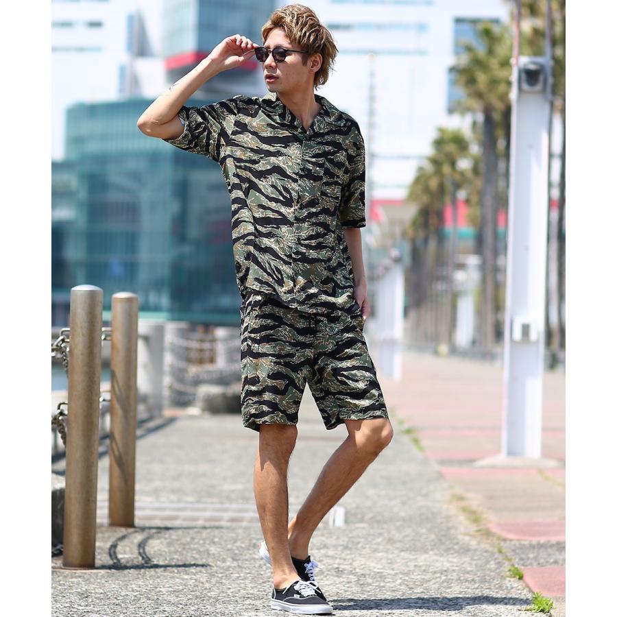 開襟シャツ 半袖 メンズ 迷彩 シャツ レーヨン オープンカラーシャツ カモフラ レトロ 柄シャツ アロハシャツ 半袖シャツ きれいめ | improves | 04