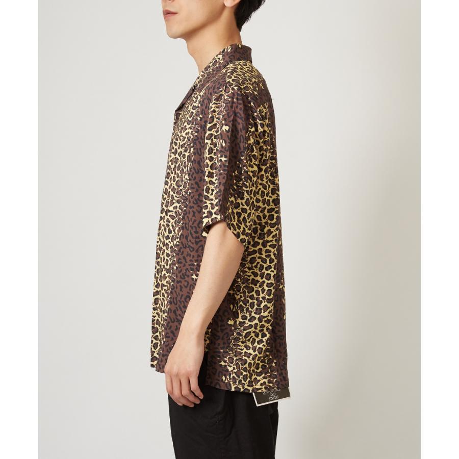 開襟シャツ 半袖 メンズ レオパード シャツ レーヨン オープンカラーシャツ ヒョウ柄 豹柄 レトロ 柄シャツ アロハシャツ 半袖シャツ | improves | 05