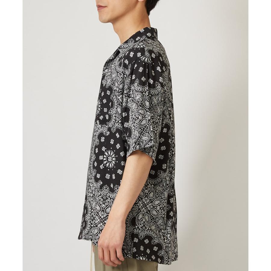 開襟シャツ 半袖 メンズ ペイズリー柄 シャツ レーヨン オープンカラーシャツ レトロ 柄シャツ アロハシャツ 半袖シャツ きれいめ | improves | 06