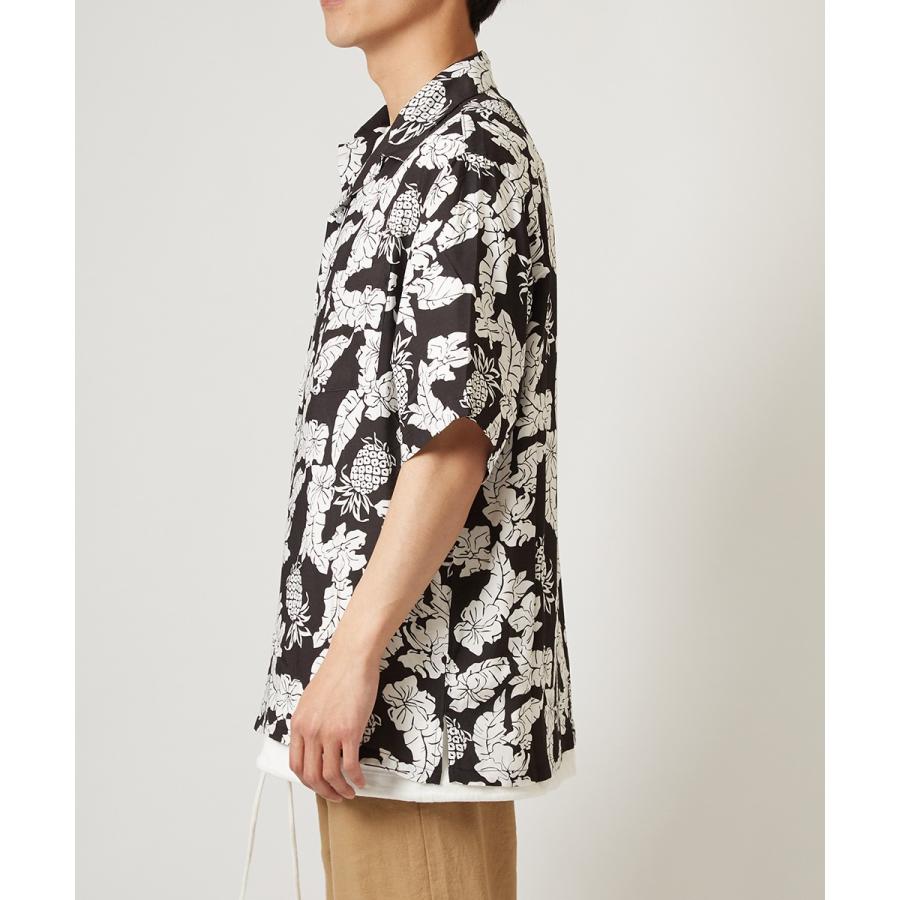 開襟シャツ 半袖 メンズ ボタニカル柄 アロハシャツ パイナップル柄 花柄 シャツ レーヨン オープンカラーシャツ レトロ 柄シャツ | improves | 07