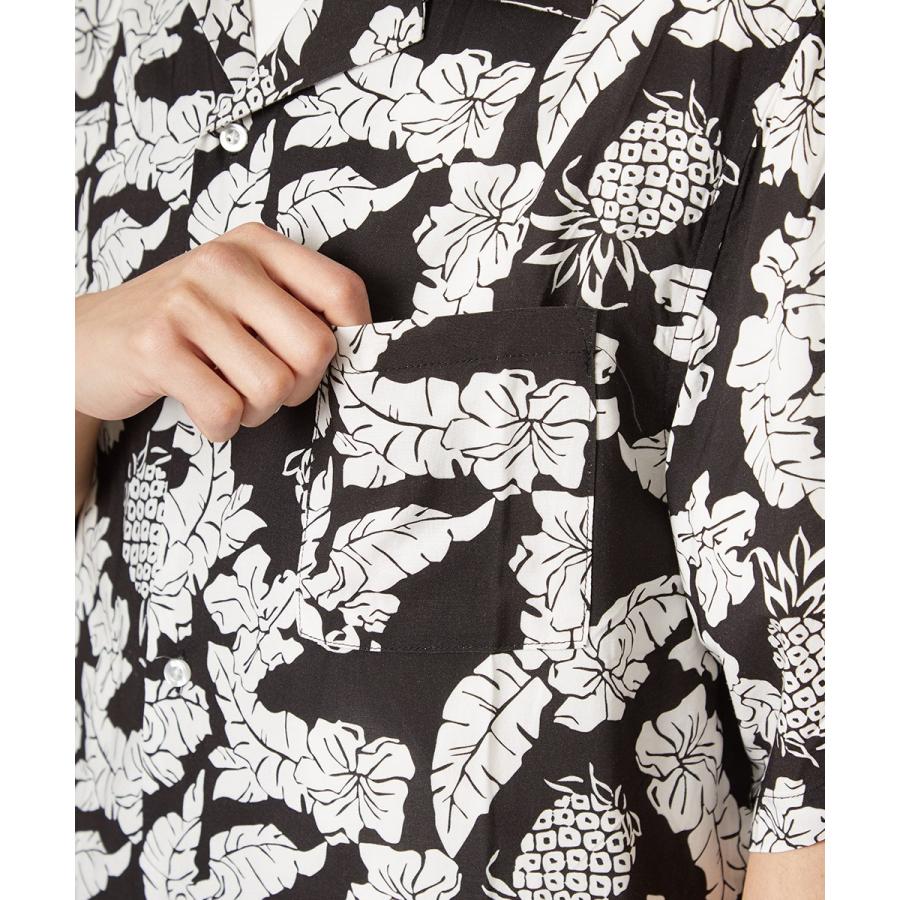 開襟シャツ 半袖 メンズ ボタニカル柄 アロハシャツ パイナップル柄 花柄 シャツ レーヨン オープンカラーシャツ レトロ 柄シャツ | improves | 09