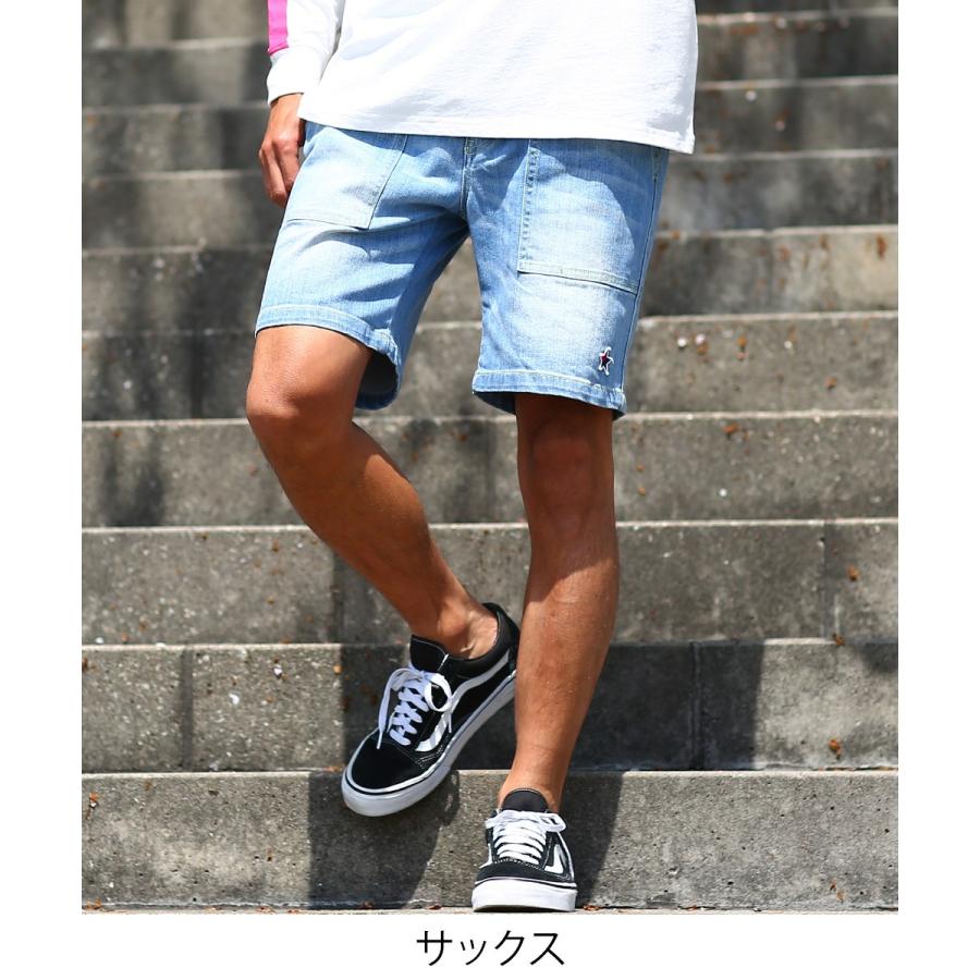 デニム ショートパンツ メンズ 膝上 ハーフパンツ ショーツ 短パン デニムパンツ ジーンズ ジーパン ベイカーパンツ インディゴ Improves インプローブス 通販 Yahoo ショッピング
