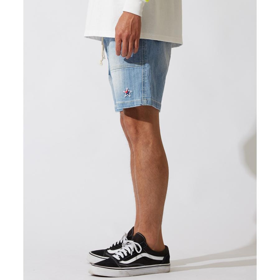 デニム ショートパンツ メンズ 膝上 ハーフパンツ ショーツ 短パン デニムパンツ ジーンズ ジーパン ベイカーパンツ インディゴ | improves | 04