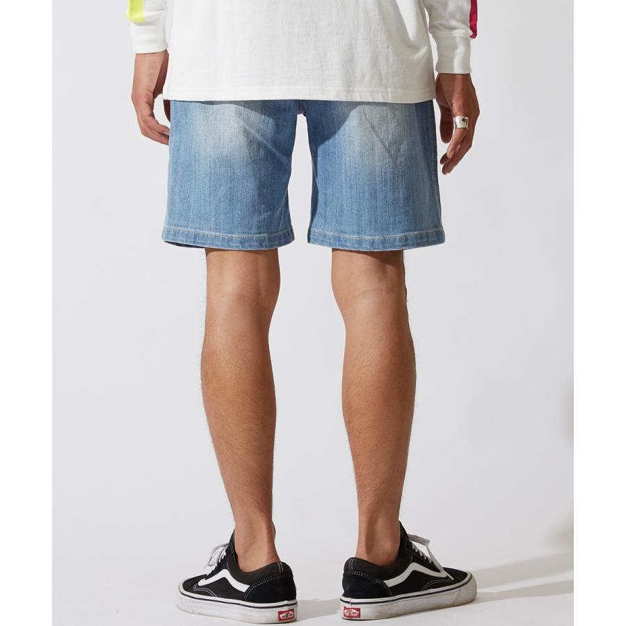 デニム ショートパンツ メンズ 膝上 ハーフパンツ ショーツ 短パン デニムパンツ ジーンズ ジーパン ベイカーパンツ インディゴ | improves | 05