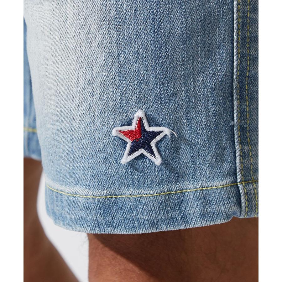 デニム ショートパンツ メンズ 膝上 ハーフパンツ ショーツ 短パン デニムパンツ ジーンズ ジーパン ベイカーパンツ インディゴ | improves | 06