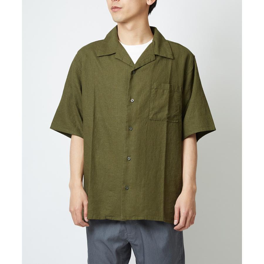 綿 麻 リネン シャツ メンズ 半袖 オープンカラーシャツ 開襟シャツ カジュアルシャツ 半袖シャツ きれいめ 無地 ベージュ カーキ | improves | 06