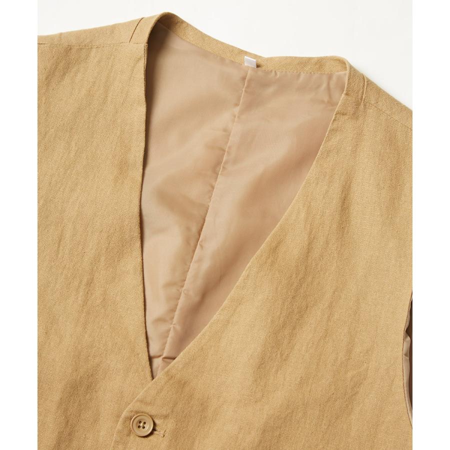 綿 麻 リネン ベスト メンズ ジレ 春 アウター ジャケット ビジネス スーツ きれいめ カジュアル ベージュ カーキ メンズファッション | improves | 10