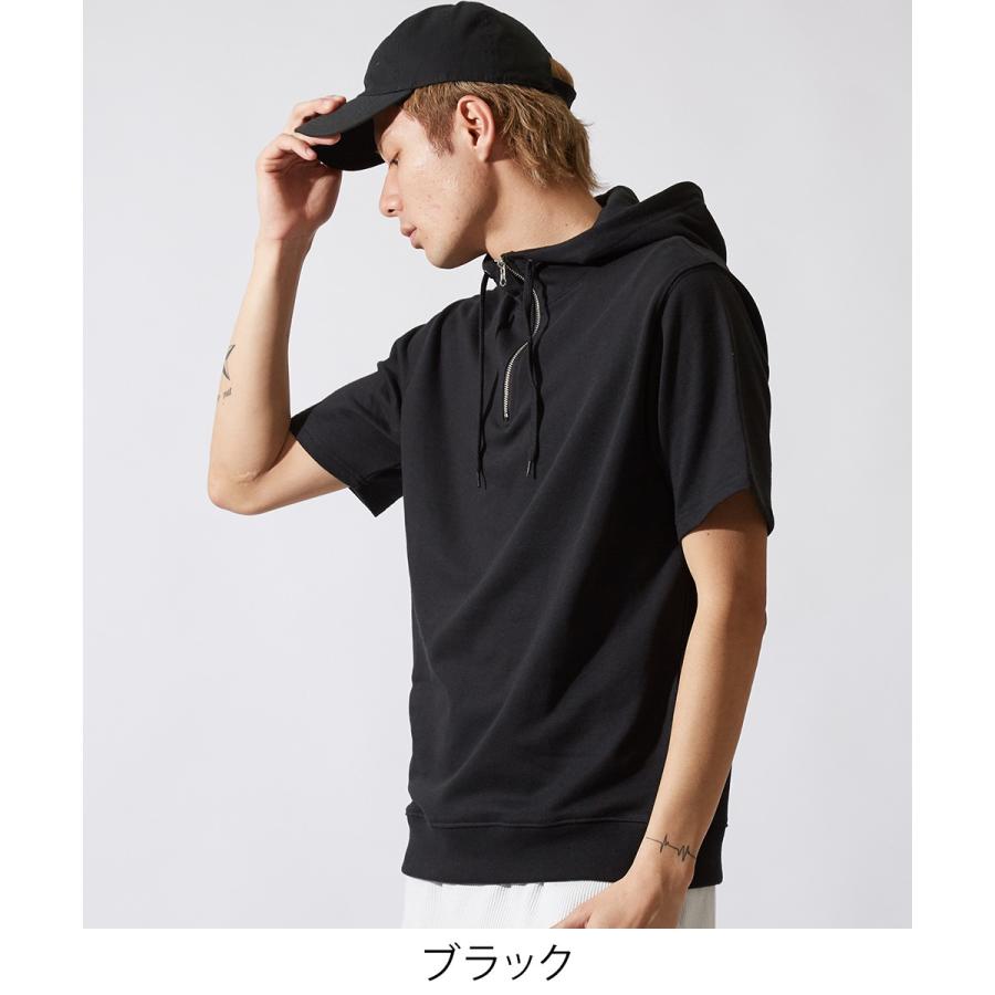 半袖 スウェット トレーナー メンズ 無地 スエット クルーネック カットソー トップス 裾サイドジップ グレー ブラック 黒 ストリート | improves | 01