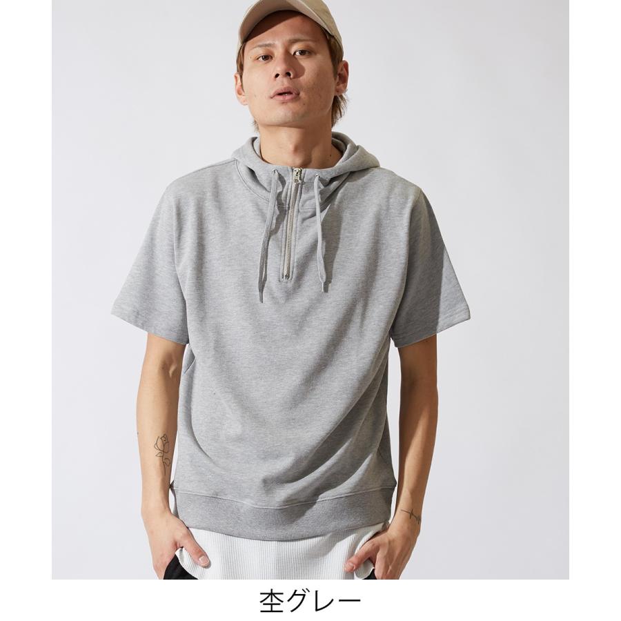 半袖 スウェット トレーナー メンズ 無地 スエット クルーネック カットソー トップス 裾サイドジップ グレー ブラック 黒 ストリート | improves | 03