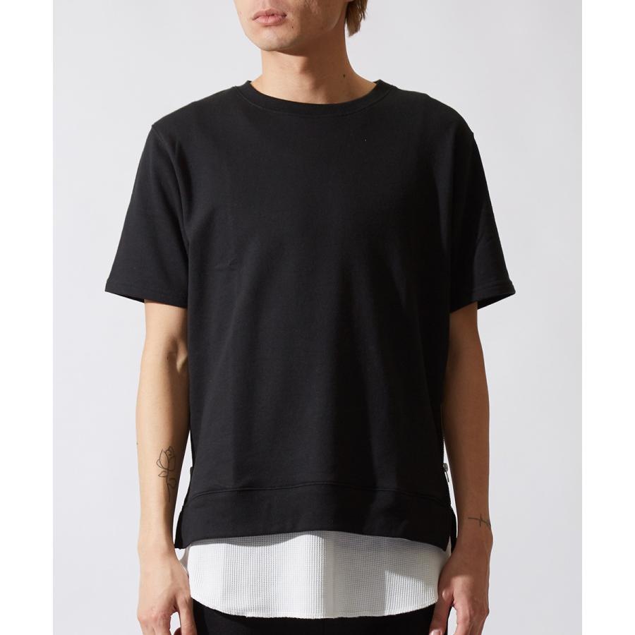 半袖 スウェット トレーナー メンズ 無地 スエット クルーネック カットソー トップス 裾サイドジップ グレー ブラック 黒 ストリート | improves | 05