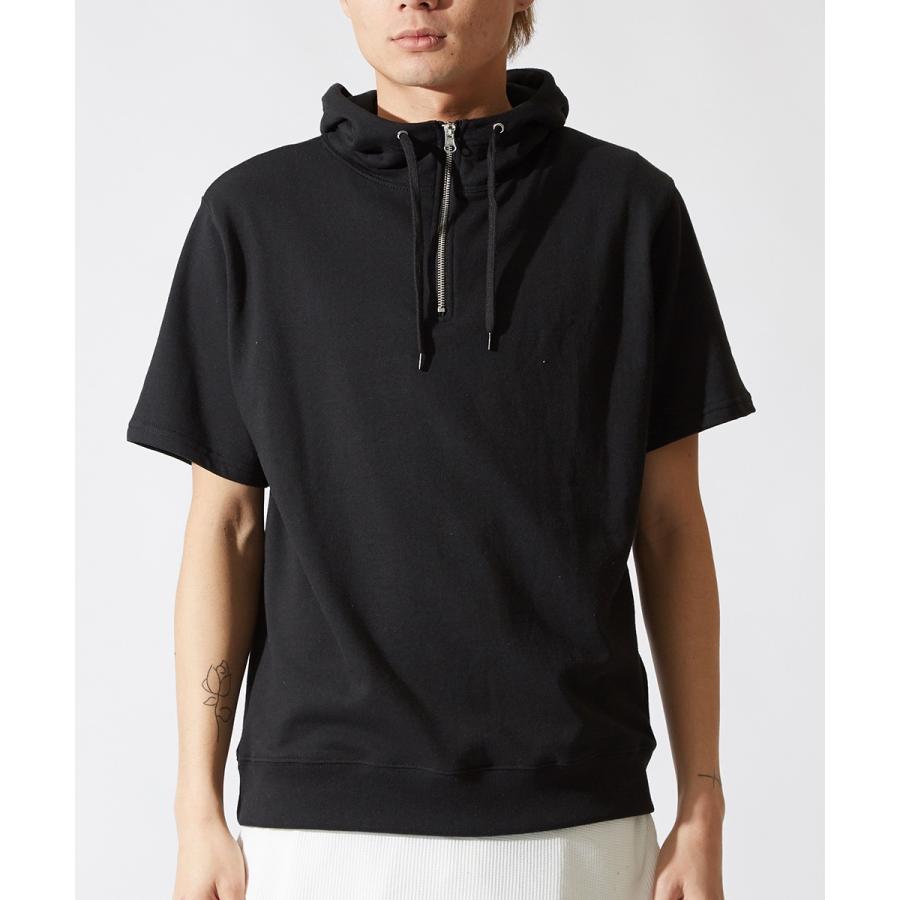 半袖 パーカー メンズ ハーフジップ プルオーバー ネオンカラー 蛍光 パーカ ブラック グレー 黒 韓国ファッション ストリート サーフ | improves | 05