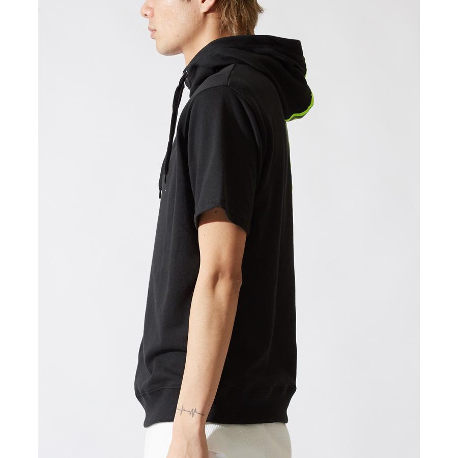 半袖 パーカー メンズ ハーフジップ プルオーバー ネオンカラー 蛍光 パーカ ブラック グレー 黒 韓国ファッション ストリート サーフ | improves | 06