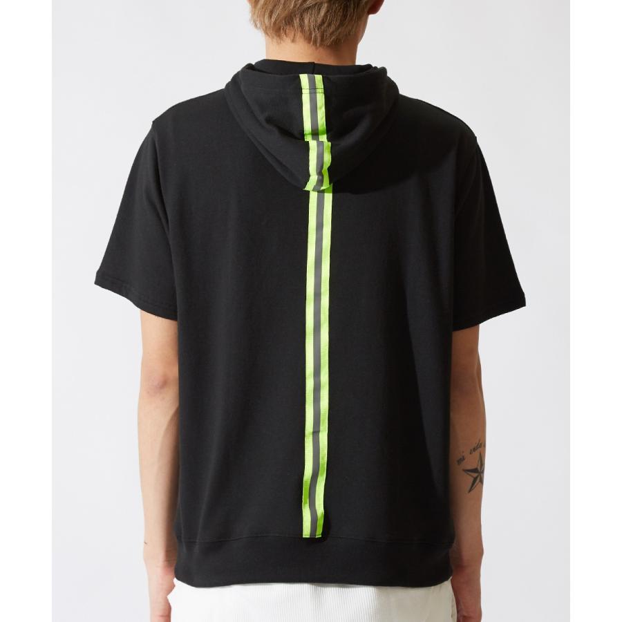 半袖 パーカー メンズ ハーフジップ プルオーバー ネオンカラー 蛍光 パーカ ブラック グレー 黒 韓国ファッション ストリート サーフ | improves | 07