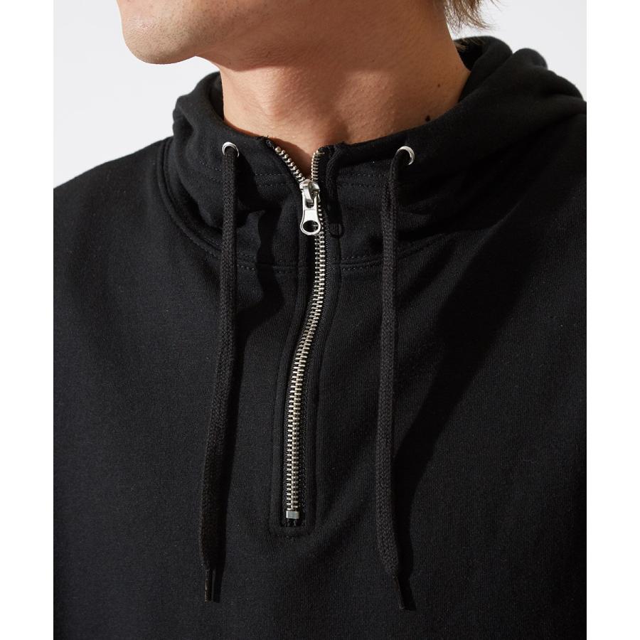 半袖 パーカー メンズ ハーフジップ プルオーバー ネオンカラー 蛍光 パーカ ブラック グレー 黒 韓国ファッション ストリート サーフ | improves | 08