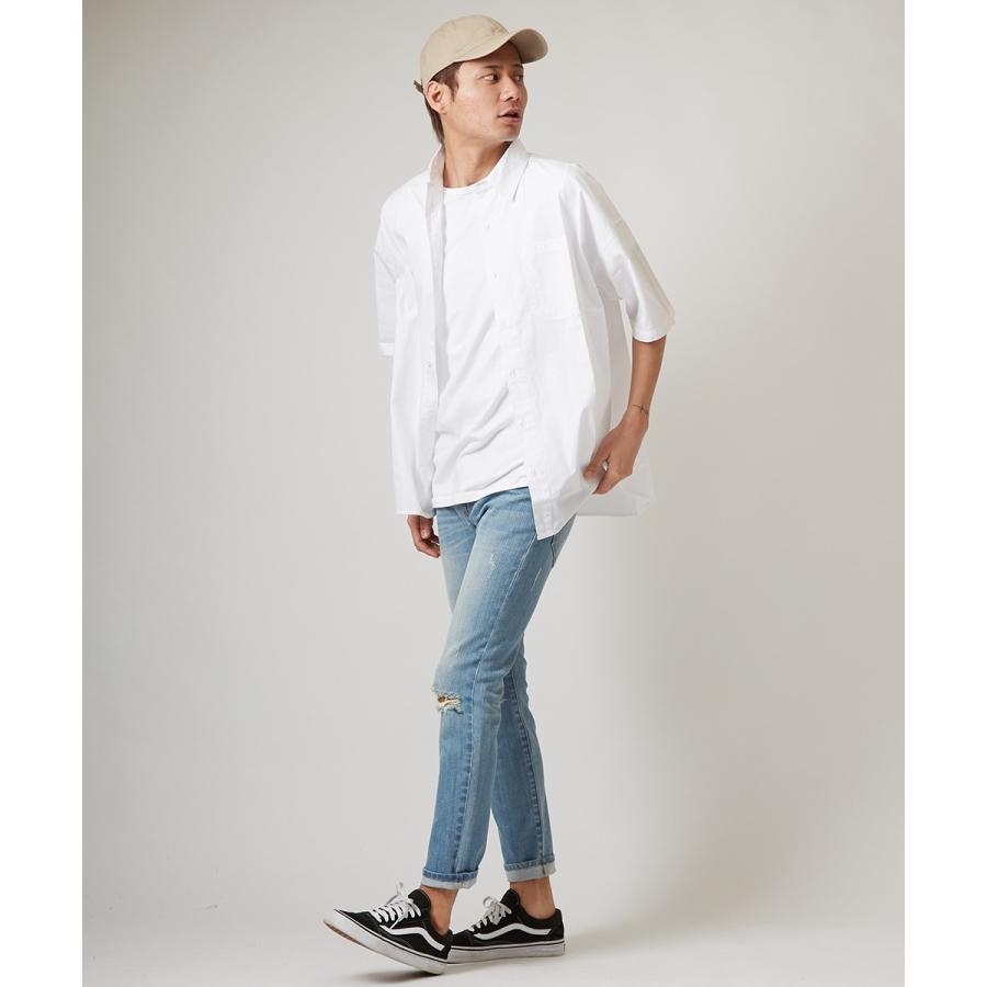 ビッグシルエット シャツ メンズ 半袖 ビッグシャツ 半袖シャツ ブロードシャツ オーバーサイズ ビッグサイズ ホワイト レッド ブルー | improves | 03