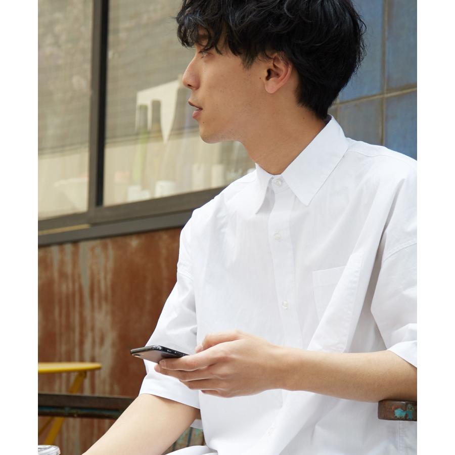 ビッグシルエット シャツ メンズ 半袖 ビッグシャツ 半袖シャツ ブロードシャツ オーバーサイズ ビッグサイズ ホワイト レッド ブルー | improves | 04