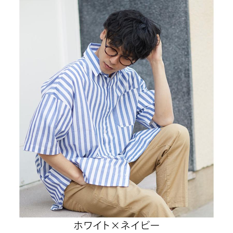 デットストック ベージュ ストライプ 半袖シャツ デットストック ベージュ ストライプ 半袖シャツ