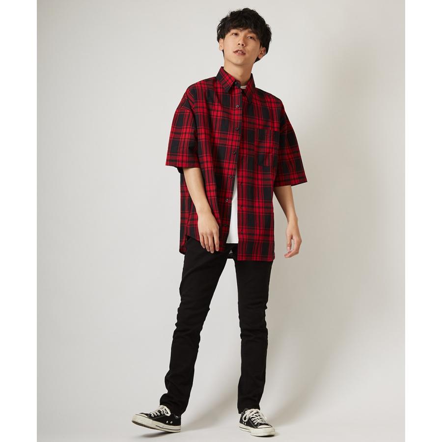 チェック ビッグシルエット シャツ メンズ 半袖 ビッグシャツ チェックシャツ 半袖シャツ ブロードシャツ オーバーサイズ ビッグサイズ | improves | 08