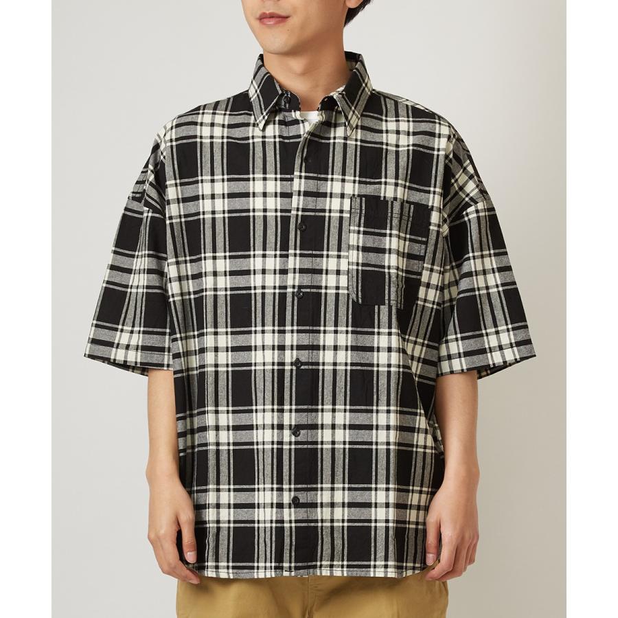 チェック ビッグシルエット シャツ メンズ 半袖 ビッグシャツ チェックシャツ 半袖シャツ ブロードシャツ オーバーサイズ ビッグサイズ | improves | 09